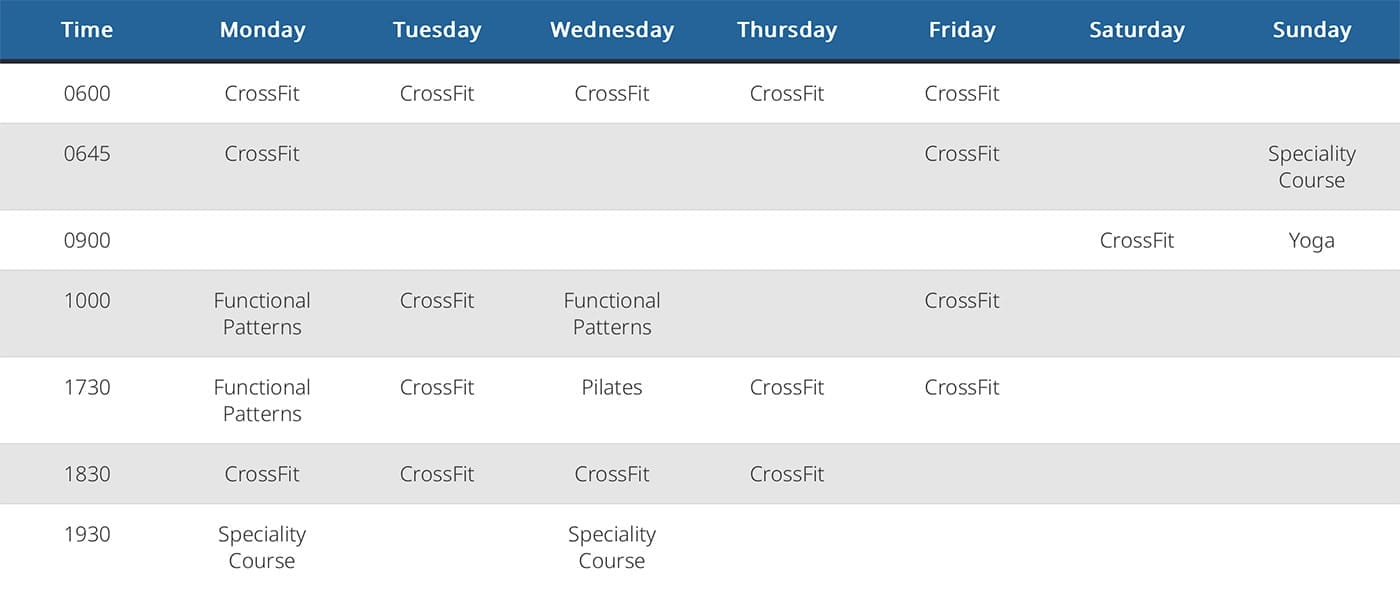 CrossFit Shropshire schedule